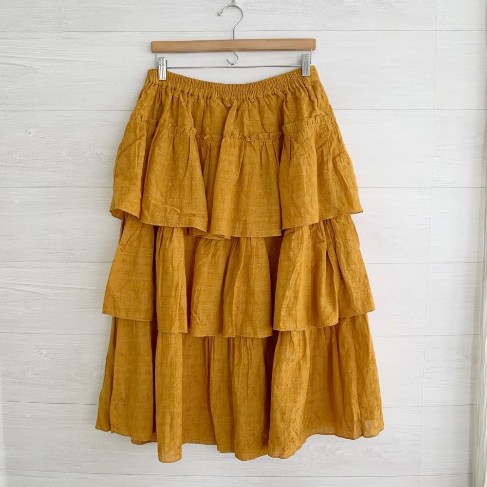 NWT Universal Thread - Golden yellow tiered ruffle pull on cotton skirt, L - Picture 5 of 6